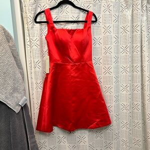 Stacees Red Satin Sleeveless A Line Tank Dress - NWT